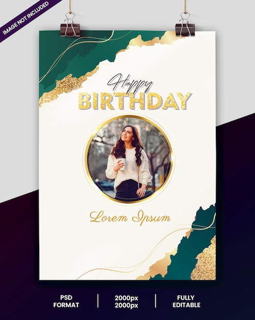 PSD premium psd birthday poster gold