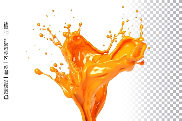 premium psd bright orange color splash with transparency background