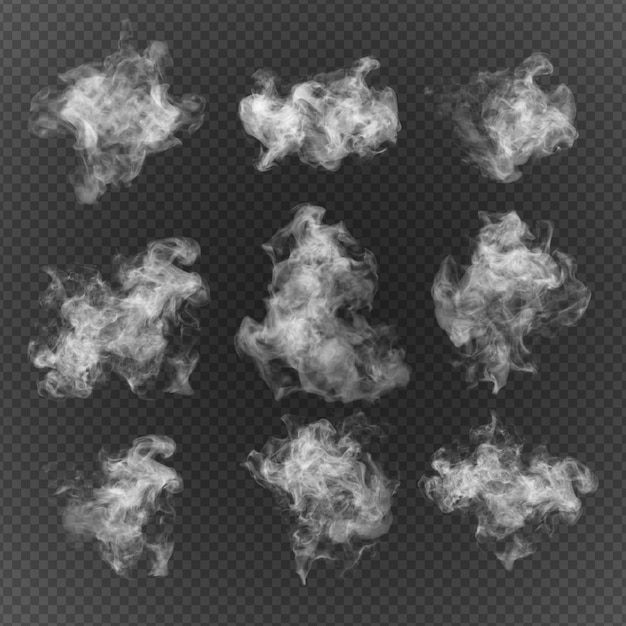 PSD プレミアムpsdファイル アルファ層で分離された煙のセット煙パックフォグパックパウダーパック