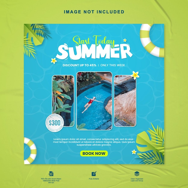 premium psd summer social media post template for holiday