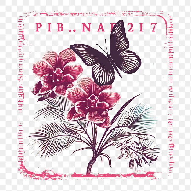 Premium psd transparent and flower stamps collage for creative projects clipart tshirt tattoo