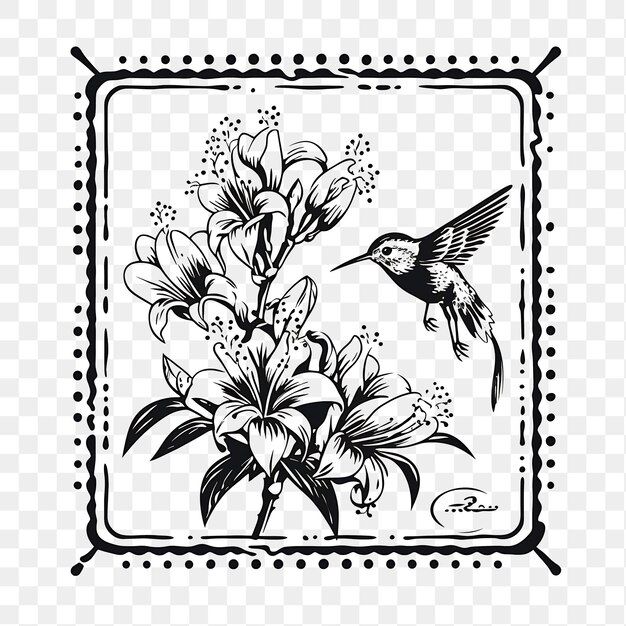 Premium psd transparent and flower stamps collage for creative projects clipart tshirt tattoo