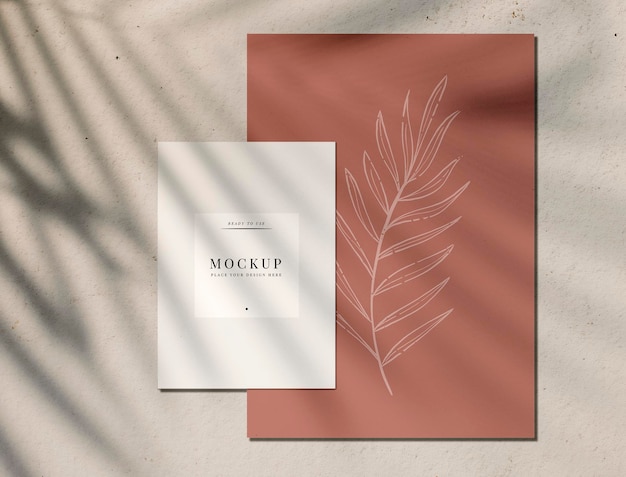 premium quality card mockup with a leaf design psd