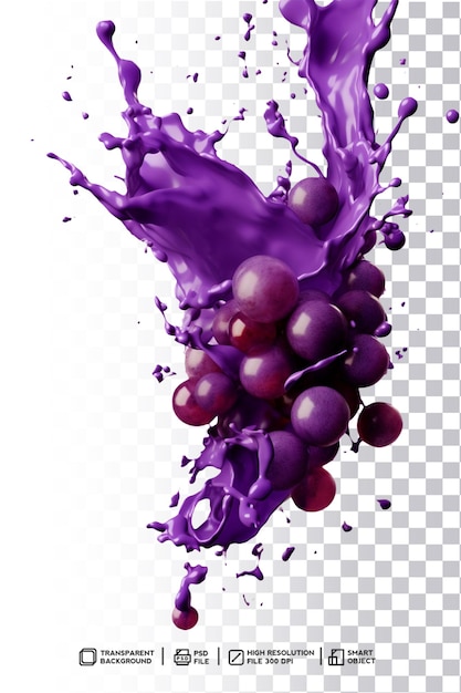 PSD premium quality psd purple grape splash swirl with transparency