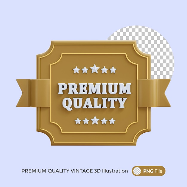 Premium Quality Vintage Badge 3D Illustration