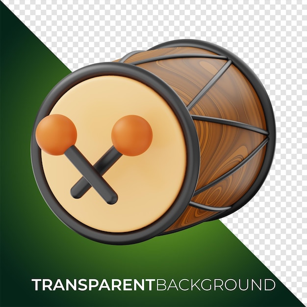 Premium Ramadan drum icon 3d rendering on isolated background