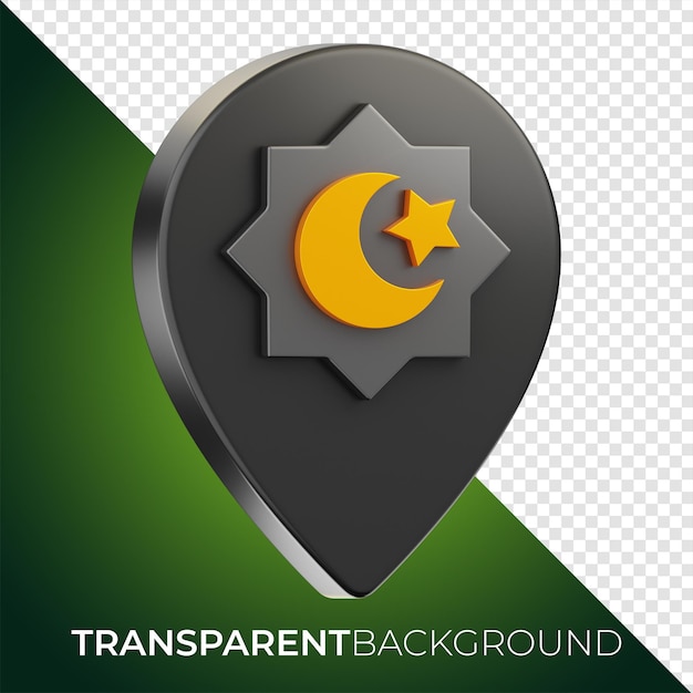 Premium Ramadan locatie pictogram 3D-rendering op geïsoleerde achtergrond