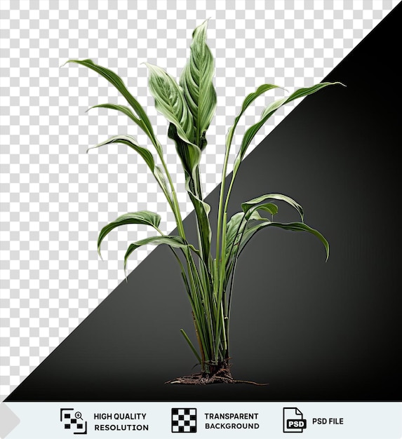PSD premium of realistic photographic horticulturists rare plant featuring lush green leaves and a long stem displayed on a transparent background png clipart png