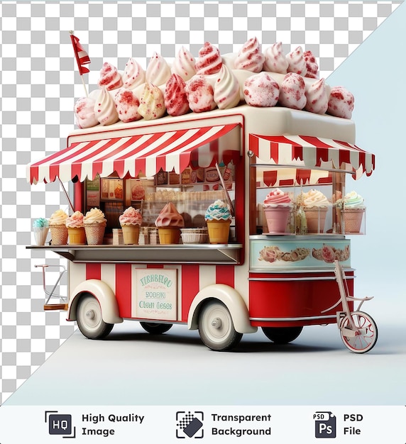 PSD premium di gelati fotografici realistici vendor_s carrello di gelati