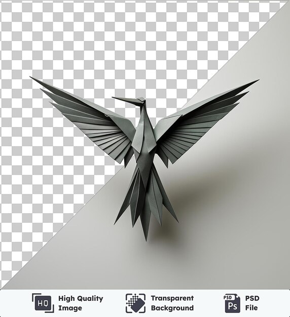 PSD premi di una gru di carta di un artista di origami fotografico realistico