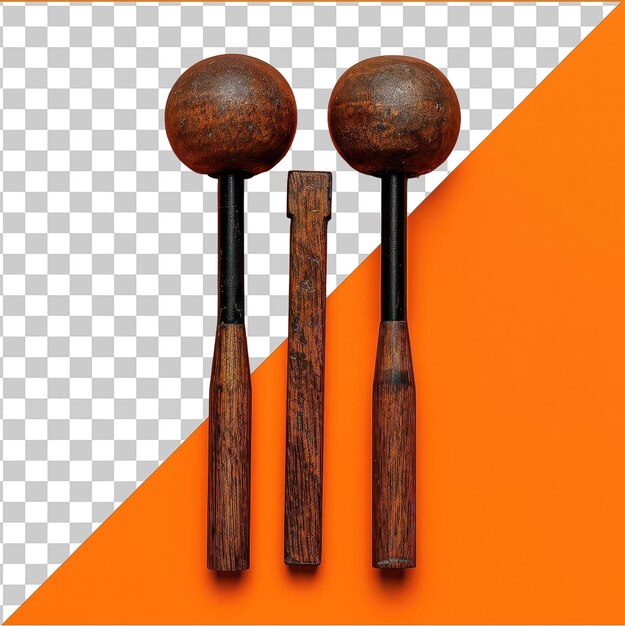 Premium of realistic photographic xylophonist _ s mallets a pair of wooden spoons