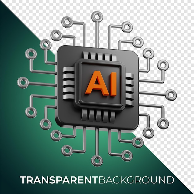 premium robotic technology artificial intelligence chip icon 3d rendering on isolated background