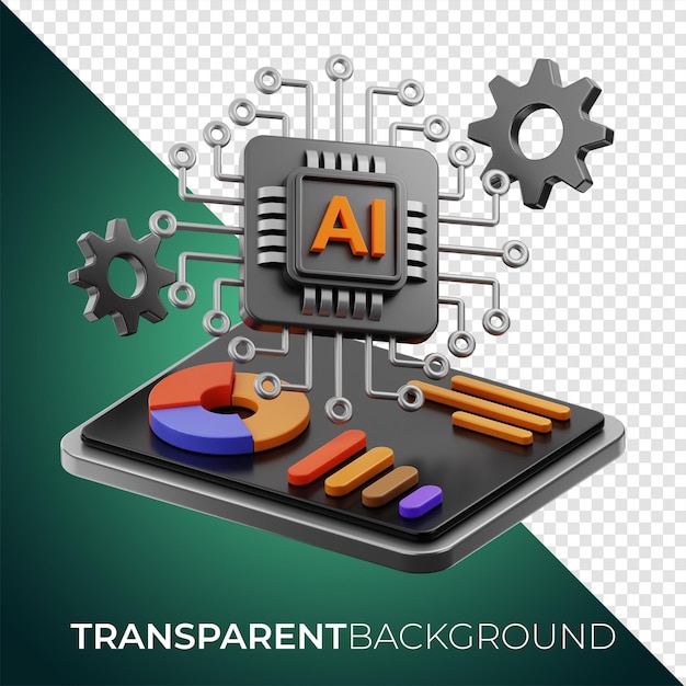 premium robotic technology artificial intelligence chip icon 3d rendering on isolated background