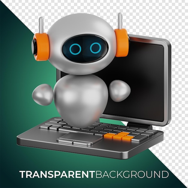 Premium robotic technology artificial intelligence robot icon 3d rendering on isolated background