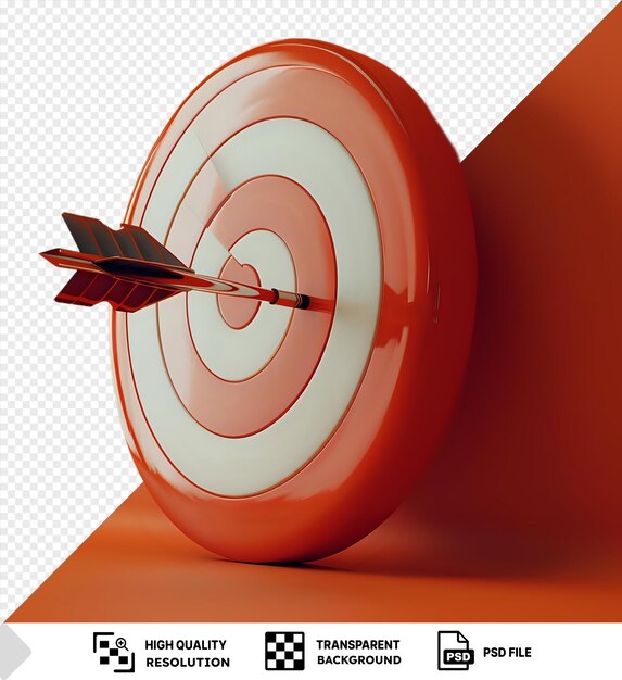 PSD premium of row red target with arrow on white wall casting a dark shadow png