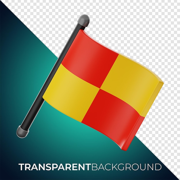 Премиум футбол значок футбольного флага 3d рендеринг на изолированном фоне PNG