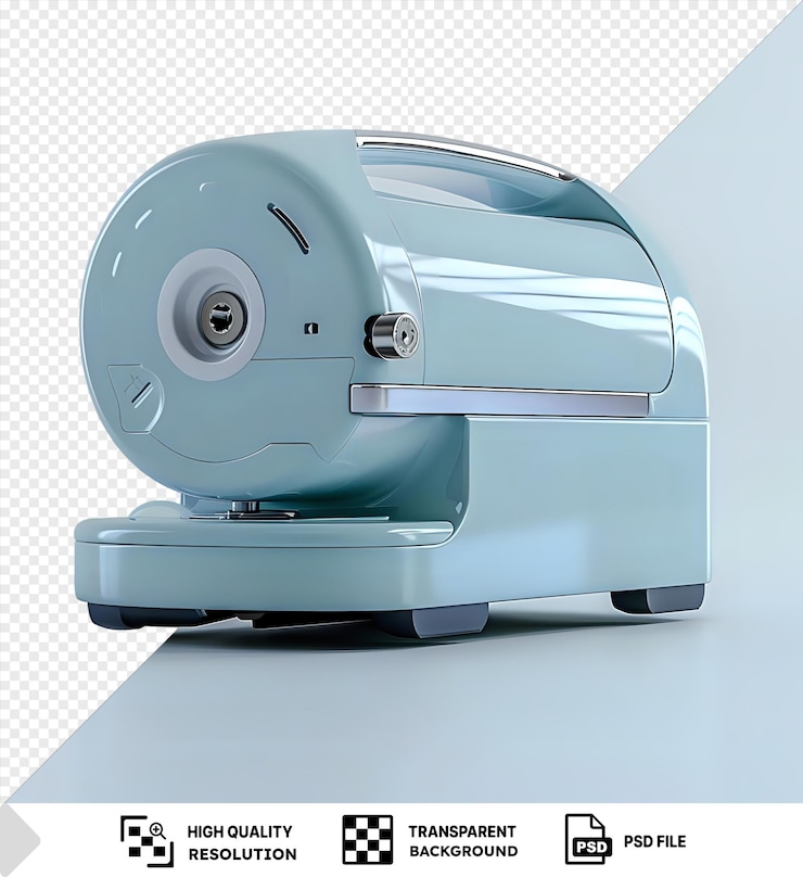 PSD premium of tape dispenser on a white floor next to a silver and gray printer png