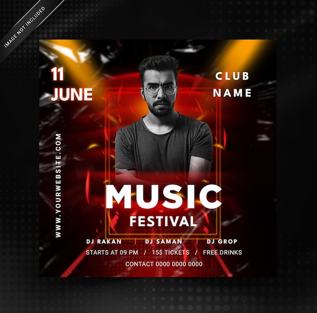 Premium template music festival poster template. psd template