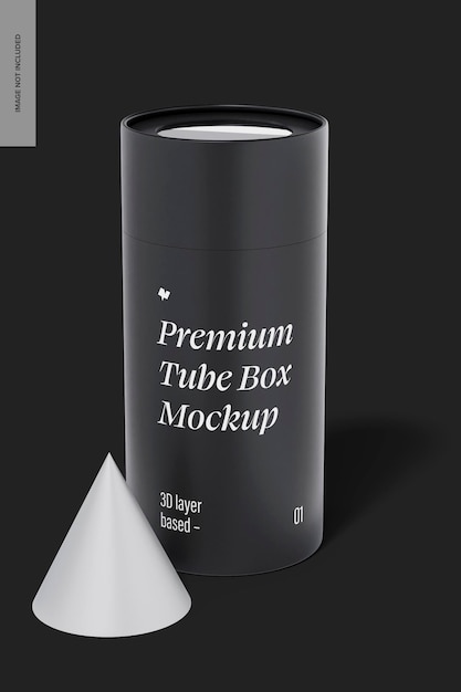 PSD premium tube box with window mockup, front view