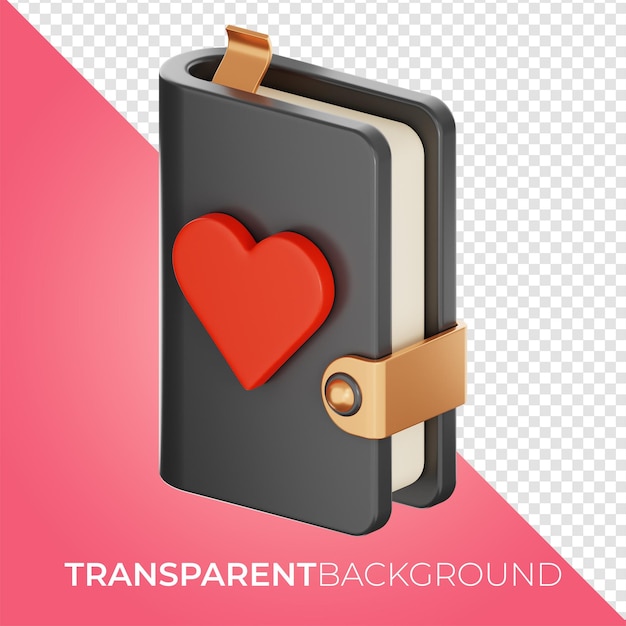 Premium Valentine's Day book icon 3d rendering on isolated background PNG