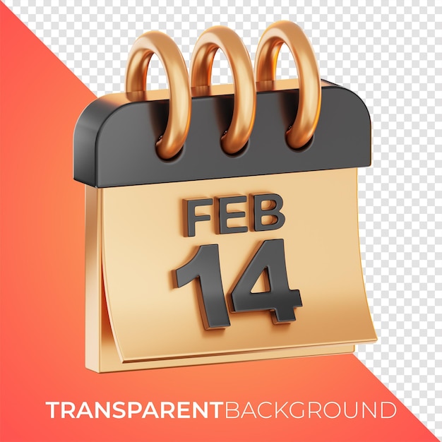 Premium valentine's day calendar icon 3d rendering on isolated background png