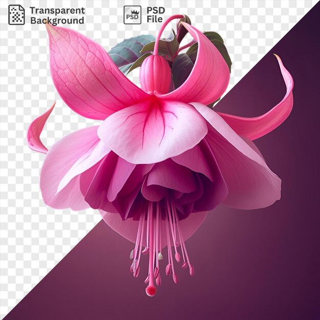 PSD premium van fuchsia bloem geïsoleerd op een paarse achtergrond