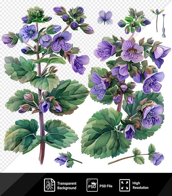 PSD premium van prachtige waterverf lamium bloemen clipart en bladeren waterverf bloemen elementen waterverfbloemen waterverf schilderijen waterverf waterverfwaterverf water png psd