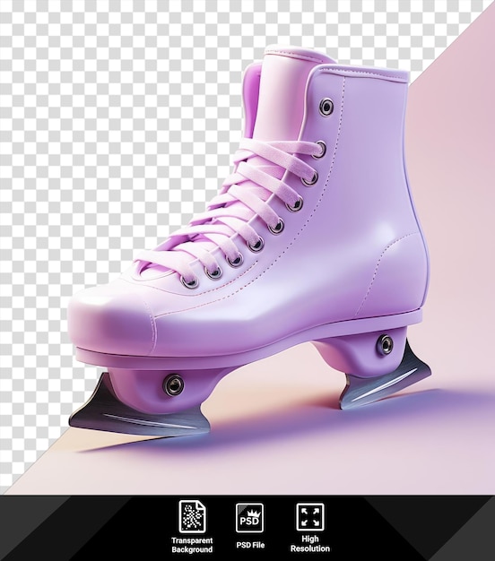 Premium van schaats-achtige laarzen met zwarte wielen en paarse en roze accenten met een witte en roze laarz en een paarse en roze laarz met een schaduw op de achtergrond