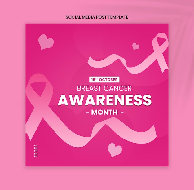 Premium Vector Breast Cancer  Awareness  Month Social Media Post Template Stock Image Photo