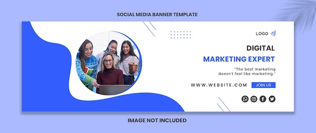 Banner twitter vettoriale premium esperto di marketing digitale modello di post o banner sui social media