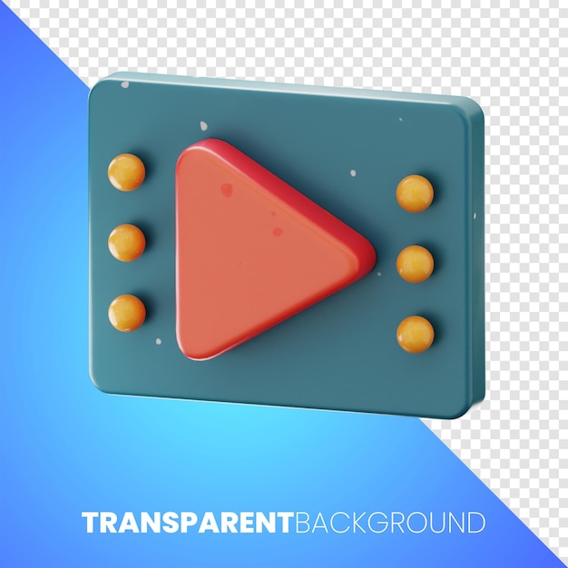 Premium video player Media icon 3d rendering on isolated background