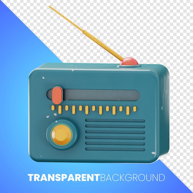 Premium vintage radio media icon 3d-rendering op geïsoleerde achtergrond