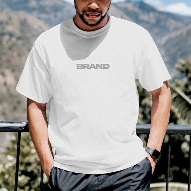 Premium white tee man mockup