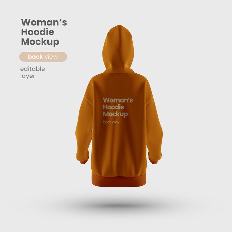 PSD premium womans hoodie mockup back view