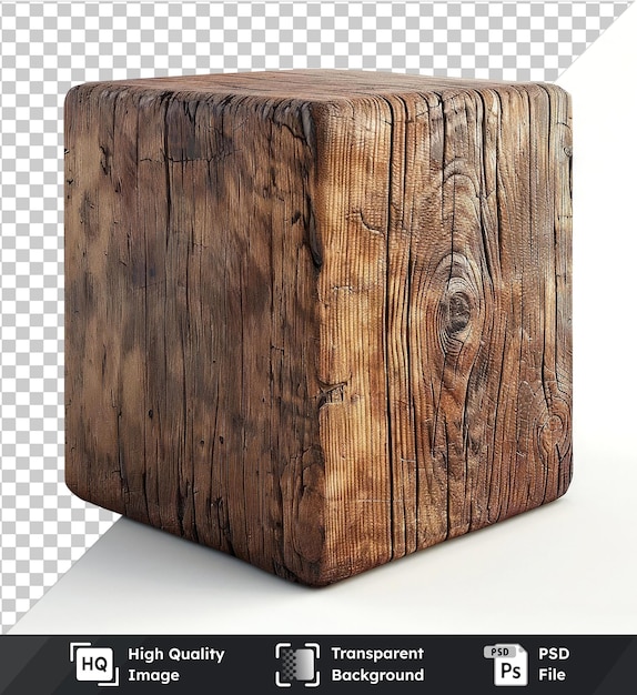 PSD premium wooden box rendering design isolated on isolated background