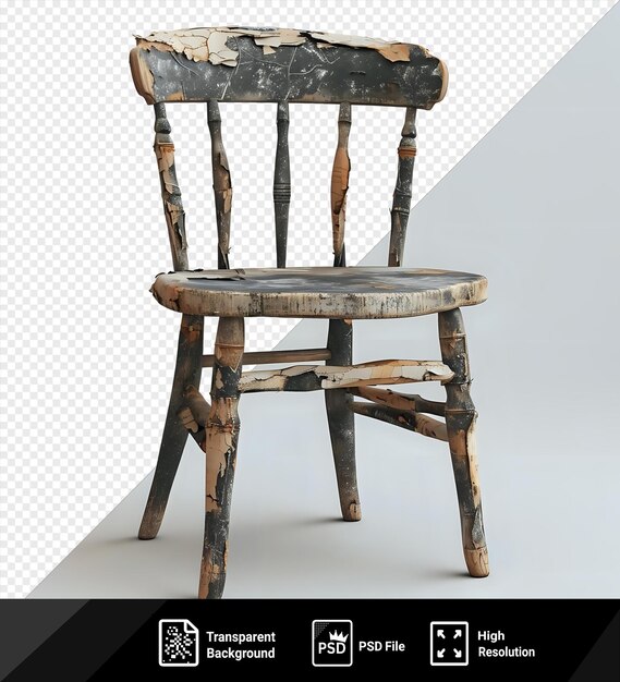 PSD premium zestaw starych i roztrzaskanych krzeseł izolowanych na przezroczystym tle
