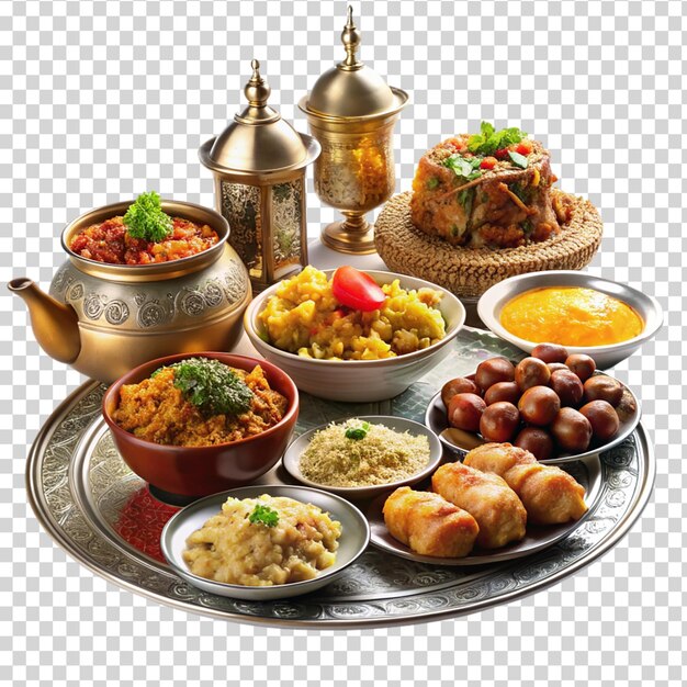 PSD prepare eid dishes isolated on transparent background