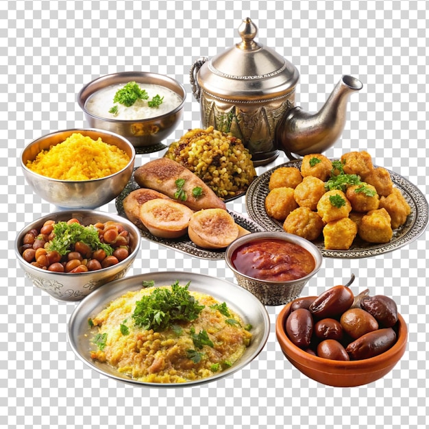 PSD prepare eid dishes isolated on transparent background