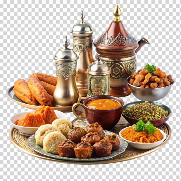 PSD prepare eid dishes isolated on transparent background