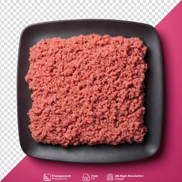 PSD prepared raw ground beef for cooking isolated