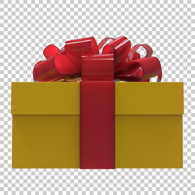 Present box isolated on transparent background 3d rendering illustration