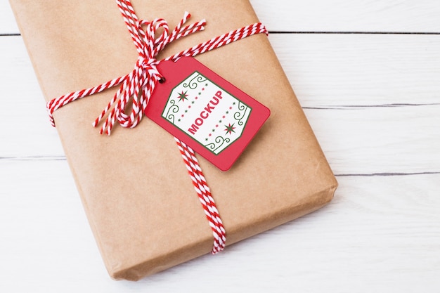 PSD present box mockup with christmas concept