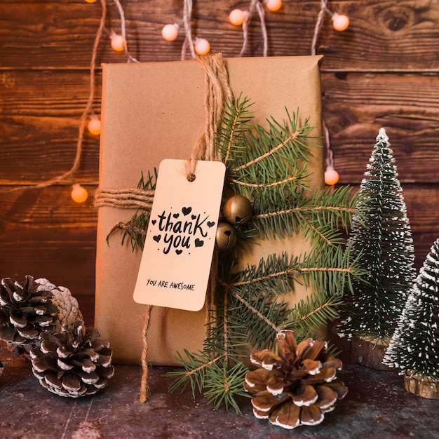present box mockup with christmas concept