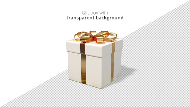 황금 리본과 투명한 배경이 있는 선물 상자