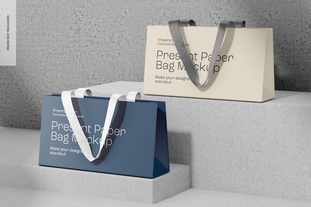 Present Paper Bags Mockup Side View