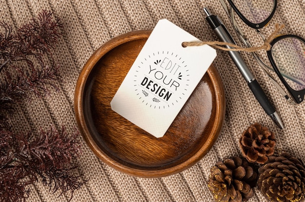 Present a price tag  PSD mockup