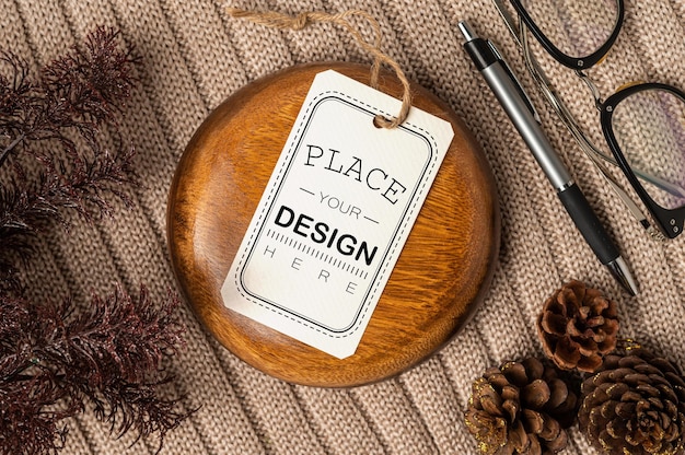 present a price tag  psd mockup
