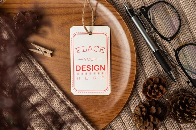 Present a price tag  PSD mockup