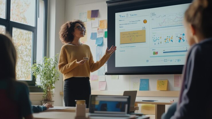 PSD presentation in a classroom setting with visuals