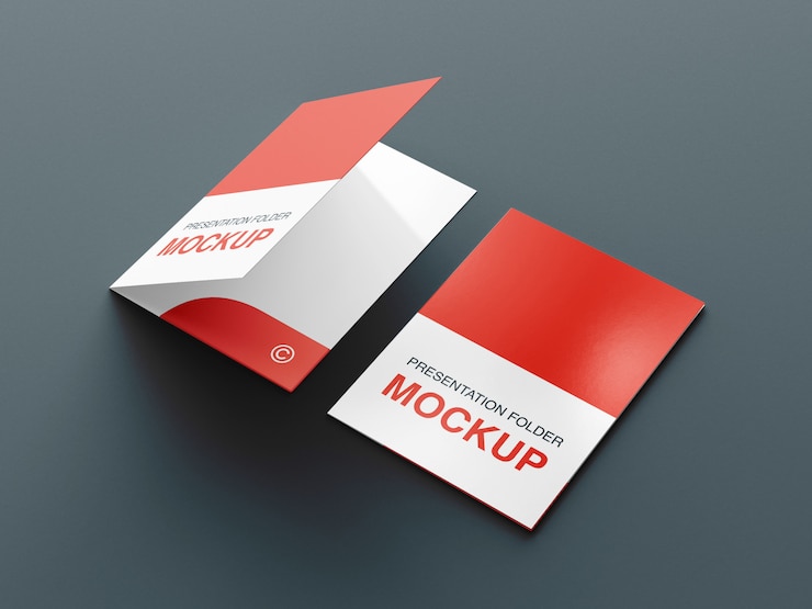 PSD presentation folder or bifold brochure mockup design template